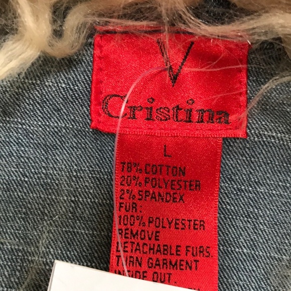 NWT! V.Cristina large faux fur denim jacket - Picture 4 of 7